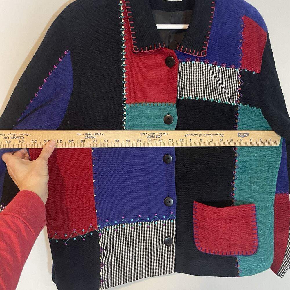 Koret Jacket Women's 16w Patchwork Button Up Coll… - image 3